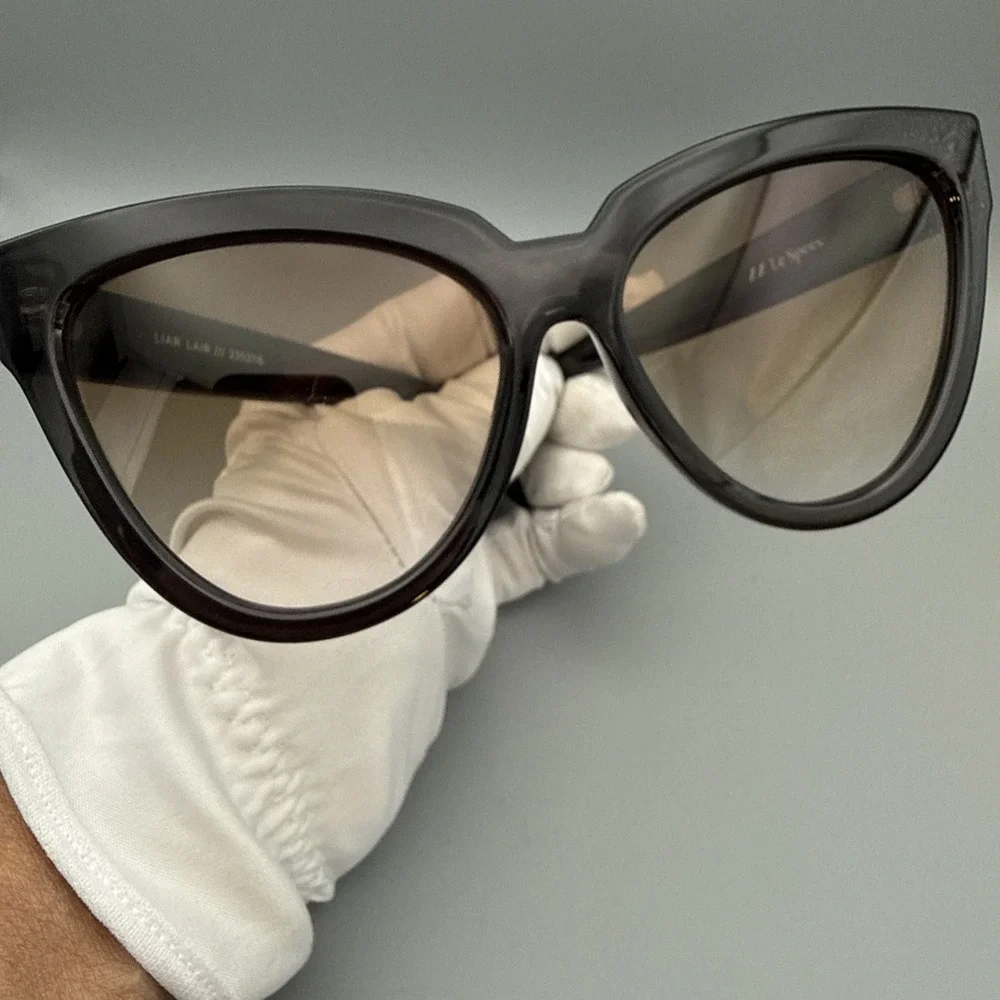 Le Specs Authentic Polarized Black Thick CatEye Sunglasses 'Liar Lair' 57-16 147